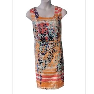 NWT Calvin Klein Sleeveless Peach and Blue Floral Dress ~14W